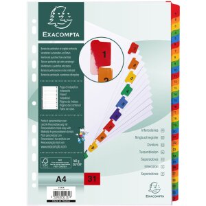 Exacompta Register 31-teilig A4+ Karton 20-teilig 160g...