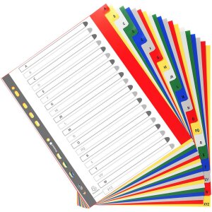 Farebné registre z PP, 20 kusov, pre DIN A4+ - rôzne farby