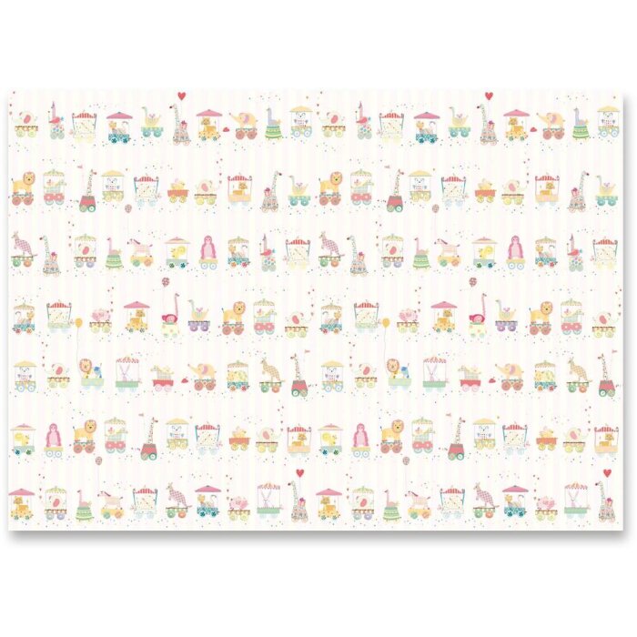 ANIMAL TRAINS ROSA baliaci papier 50x70 cm