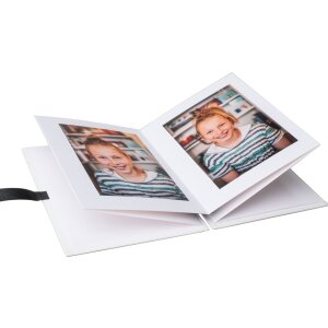 HNFD Leporello Lona biela 12 fotografií 11x16 cm prémiová imitácia kože ozdobná mašľa