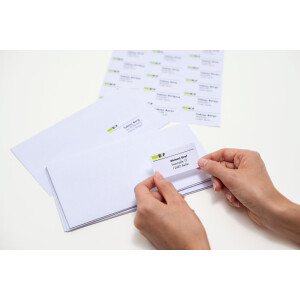 Adresné štítky Premium A4 38,1x21,2 mm okrúhle rohy biely matný papier 6500 ks.