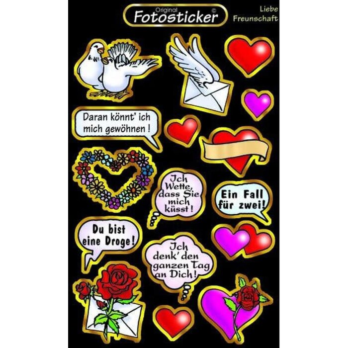 Sticker Liebe Freundschaft Motiv 6 Stickerkarten 10,7x17 cm lustige Sprüche