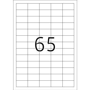Štítky Premium A4, biely matný papier 38,1x21,2 mm 650 ks.