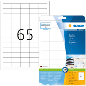 Štítky Premium A4, biely matný papier 38,1x21,2 mm 650 ks.