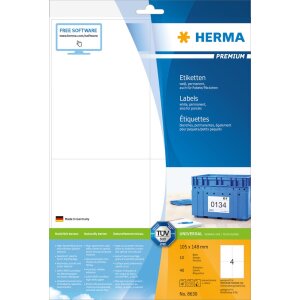 Štítky Premium A4, biely papier 105x148 mm...
