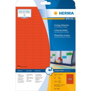Štítky HERMA A4 červené 25,4x10 mm...