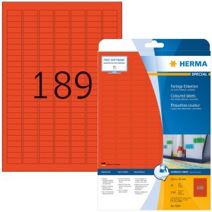 Štítky HERMA A4 červené 25,4x10 mm...