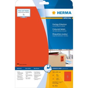 Štítky HERMA A4 červené 210x297 mm...