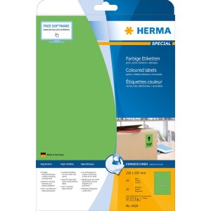 Štítky HERMA A4 zelené 210x297 mm...