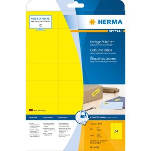 Štítky HERMA A4 žlté 70x37 mm papier...