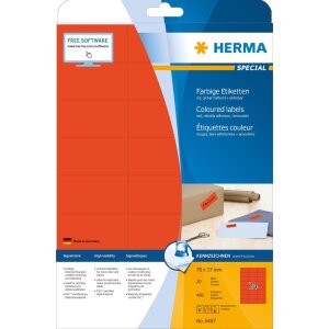 Štítky HERMA A4 červené 70x37 mm...
