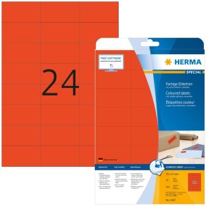 Štítky HERMA A4 červené 70x37 mm...