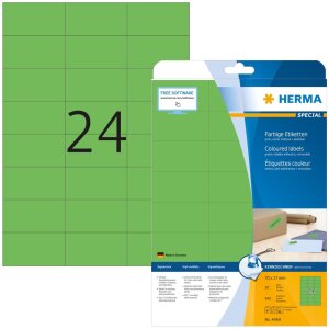 Štítky HERMA A4 zelené 70x37 mm...