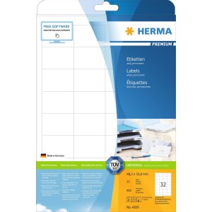 Štítky HERMA Premium A4, biely 48,3x33,8 mm...