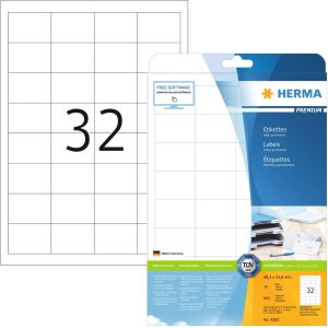 Štítky HERMA Premium A4, biely 48,3x33,8 mm...