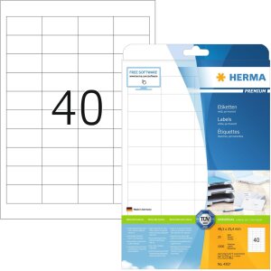 Štítky Premium A4, biely 48,5x25,4 mm matný papier 1000 ks.