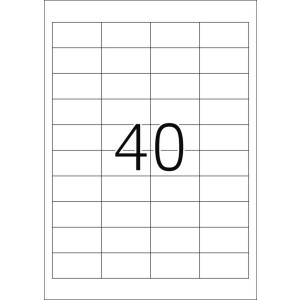 Štítky Premium A4, biely 48,5x25,4 mm matný papier 1000 ks.