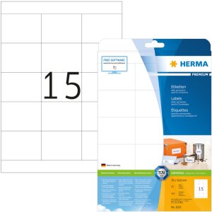 Štítky Premium A4, biely papier 70x50,8 mm matný 375 ks.