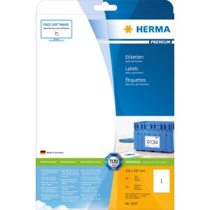 HERMA Etikety Premium A4, biely papier 210x297 mm...