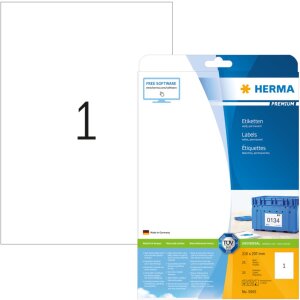 HERMA Etikety Premium A4, biely papier 210x297 mm matný 25 ks.