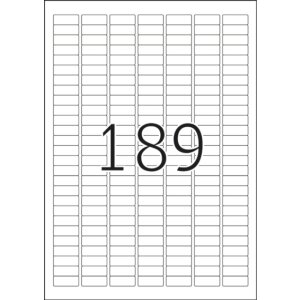 Typ štítkov A4 strieborná 25x10 mm extrémne silná lepiaca matná fólia 4725 ks.