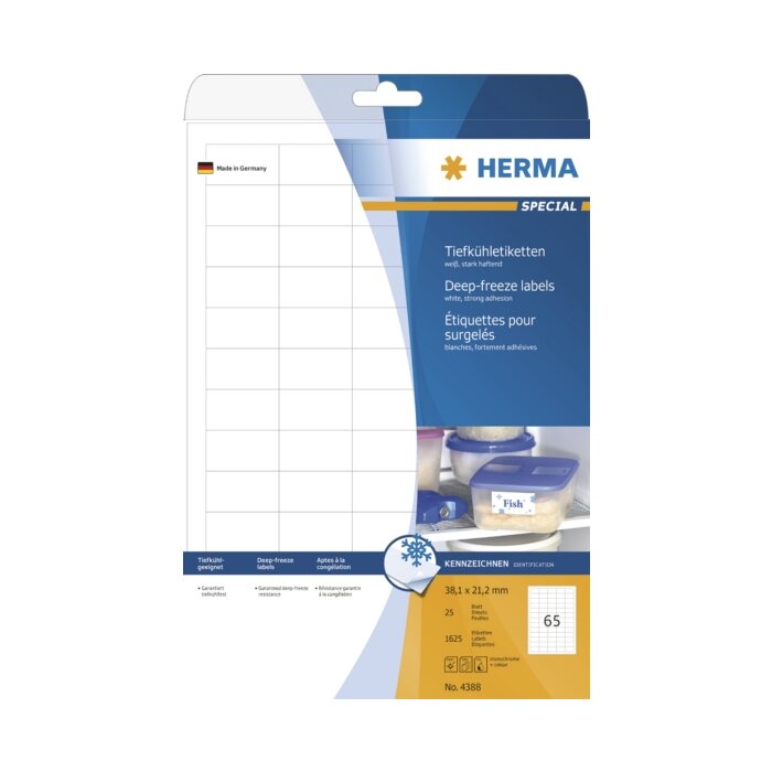 HERMA etikety do mrazničky A4 biele 38,1x21,2 mm papier matný 1625 kusov