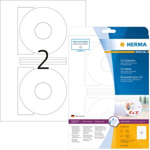 Štítky HERMA na CD A4 biele Ø 116 mm matný papier 50 ks.