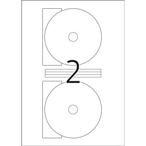 Štítky na CD maxi A4 biele Ø 116 mm papier matný nepriehľadný 50 ks.