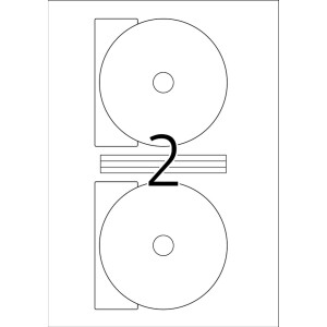 Štítky na CD maxi A4 biele Ø 116 mm papier matný nepriehľadný 20 ks.