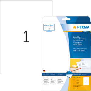 Opravné štítky na obálku A4 biely 210x297 mm matný papier nepriehľadný 25 ks.
