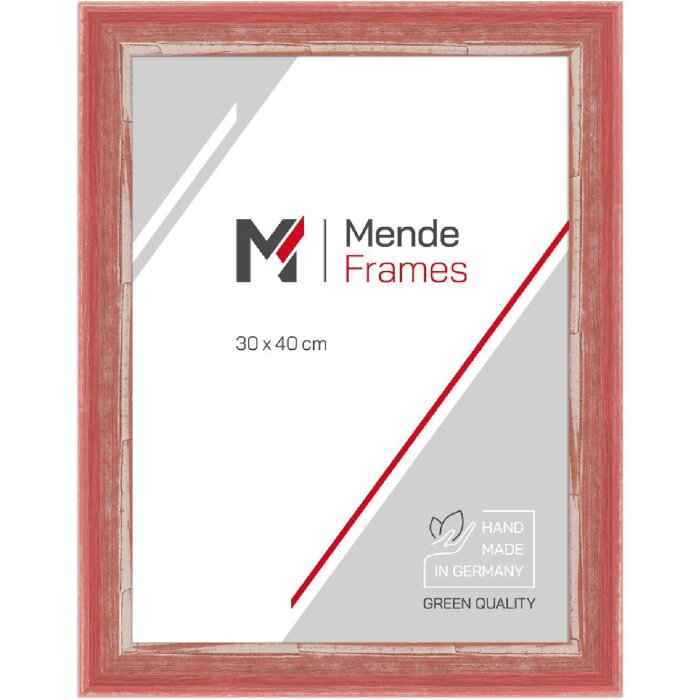 MendeFrames Bilderrahmen H640 Shabby-Chic rot 24x30 cm Museumsglas