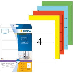 Štítky na zakladače A4 modré 192x61 mm papier matný nepriehľadný 80 ks.