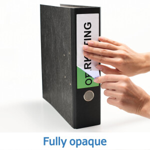 Štítky na zakladače A4 biele 157x61 mm matný papier 100 ks.