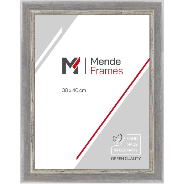 MendeFrames Bilderrahmen H640 Shabby-Chic grau 40x60 cm Museumsglas