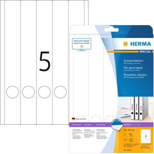 Štítky na zakladače A4 biele 38x297 mm...