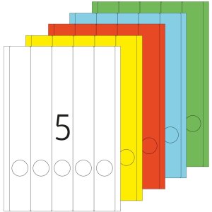 Štítky na zakladače A4 žlté 38x297 mm papier matný nepriehľadný 100 ks.