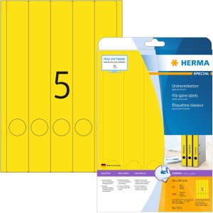 Štítky na zakladače A4 žlté 38x297...