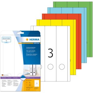 Štítky na zakladače A4 žlté 61x297 mm papier matný nepriehľadný 60 ks.