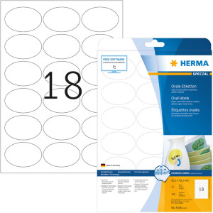 Etikety A4 biele 63,5x42,3 mm oválne Movables snímateľný papier matný 450 ks.