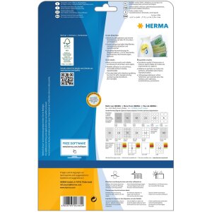 HERMA etikety A4 biela 40,6x25,4 mm oválne Pohyblivé-šúpacie papier matný 900 ks.