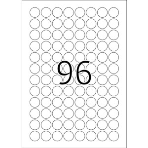 Etikety A4 biele Ø 20 mm okrúhle Movables snímateľný papier matný 2400 ks.