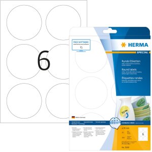 Štítky A4 biele Ø 85 mm...