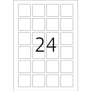 Štítky A4 biele 40x40 mm štvorcové Pohyblivé-odnímateľný papier matný 600 ks.