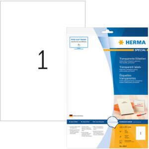 Atramentové fóliové etikety A4 transparentné 210x297 mm fólia lesklá 10 ks.