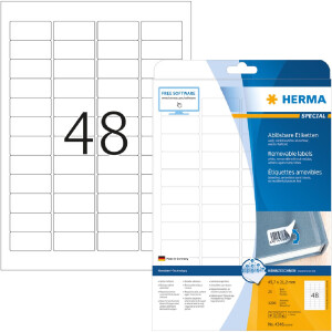 Štítky A4 biele 45,7x21,2 mm Pohyblivý snímateľný papier matný 1200 ks.