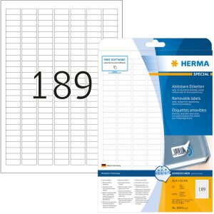 Štítky HERMA A4 biele 25,4 x 10 mm...
