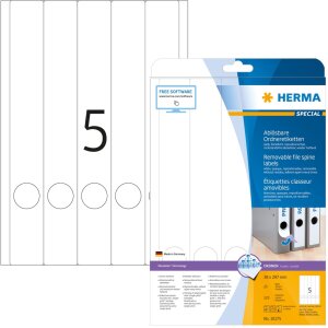 Štítky na zakladače A4 biele 38x297 mm...