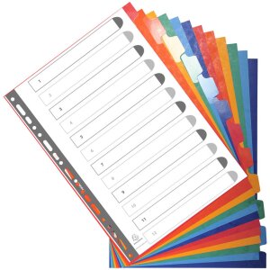 Exacompta 2212E Register DIN A4 mit 12 Taben, Manila, 225 g