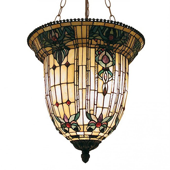 LumiLamp 5LL-5307 Závesné svietidlo Tiffany Ø 41x126 cm Béžové hnedé kovové sklo
