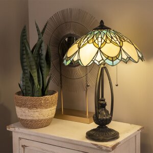 LumiLamp stolná lampa Tiffany stolná lampa Ø 40x60 cm modrá farebná